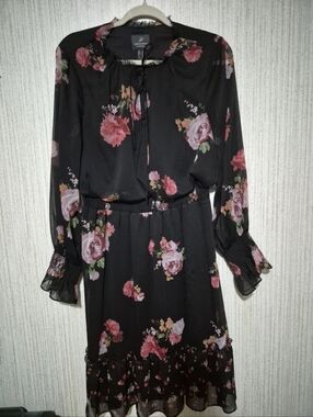 Adrianna Papell Size 12 Floral Dress Ruffles
